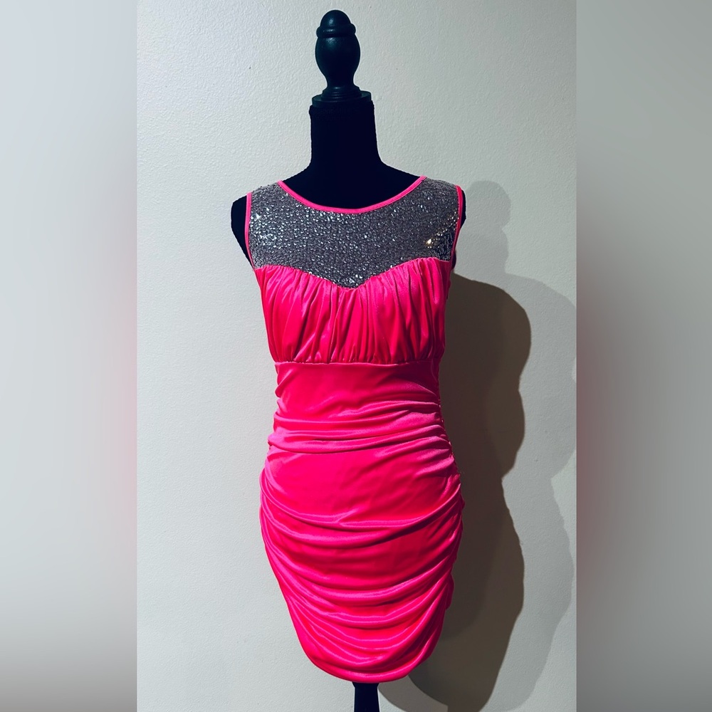 Roberta Fuchsia and Glittering Silver Mini Dress